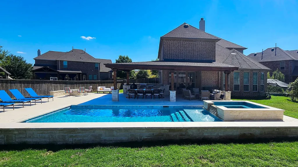 Pool with Outdoor Kitchen and Fire Pit