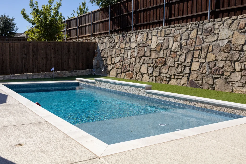 Mckinney TX Pool with Turf and Sheer