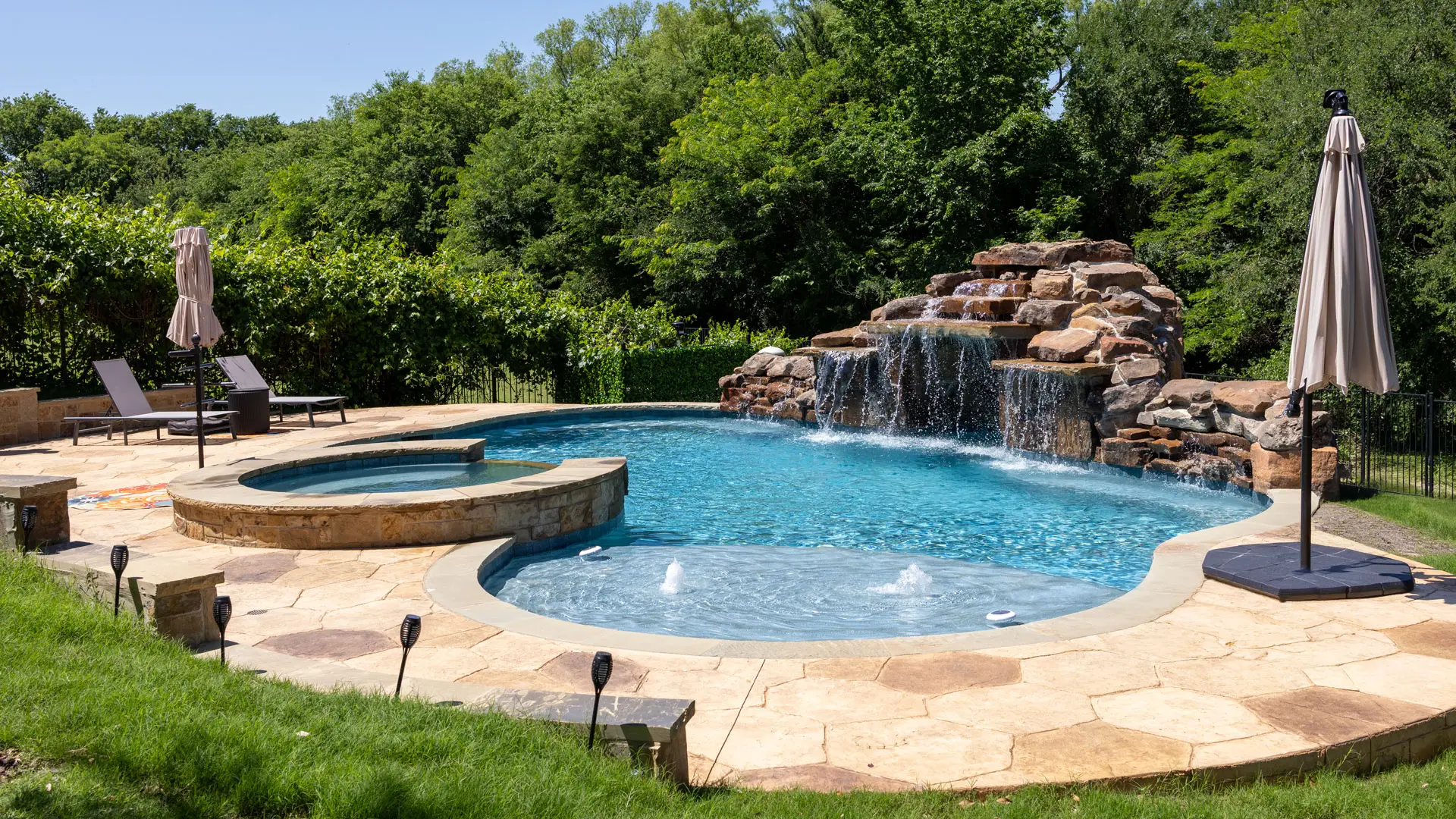 Freeform Pool with Large Table Rock Grotto