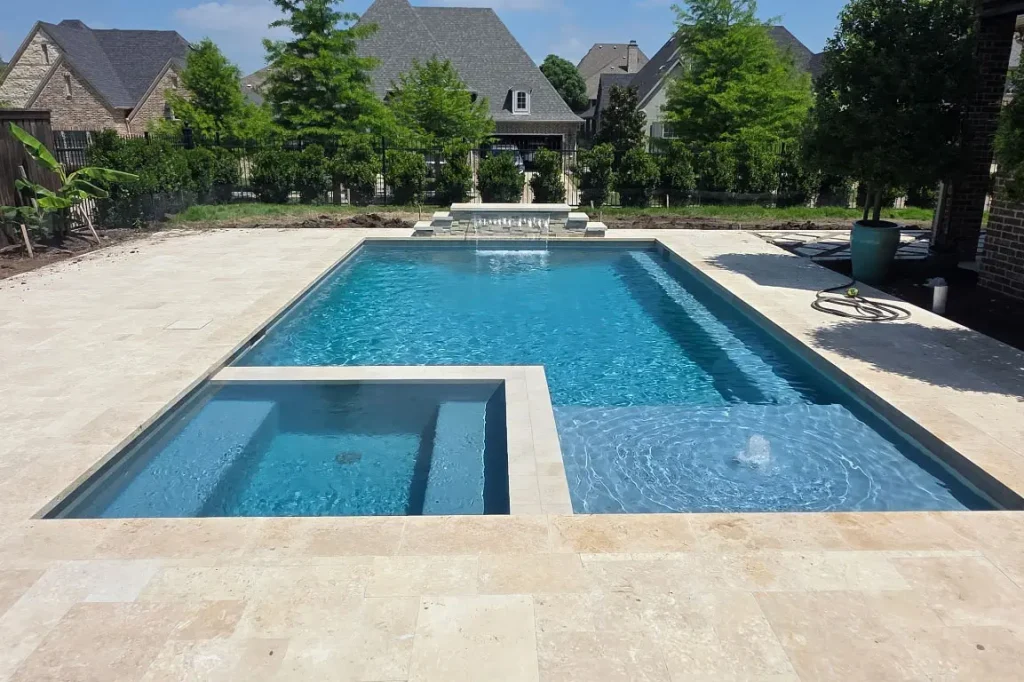 Geometric Pool and Spa with Tanning Ledge